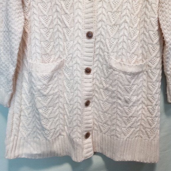 Soft & Cozy Chunky Knit V-Neck Button-Down Cardigan Sweater M-L (T-343) - Picture 5 of 11